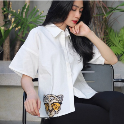 Áo sơ mi nữ form rộng vải lụa