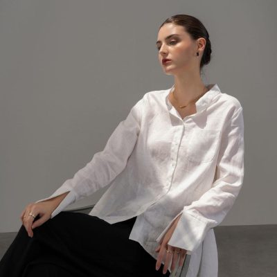 Áo sơ mi nữ form rộng vải lụa