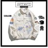 Áo Khoác Nam Hàn Quốc Denim Dáng Rộng Áo Nhà Anh In Màu Graffiti