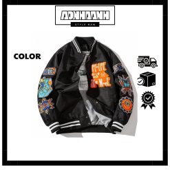 Nam Áo Khoác Bóng Chày Hip Hop Dạo Phố Áo Khoác Bomber Thêu Thiết Kế